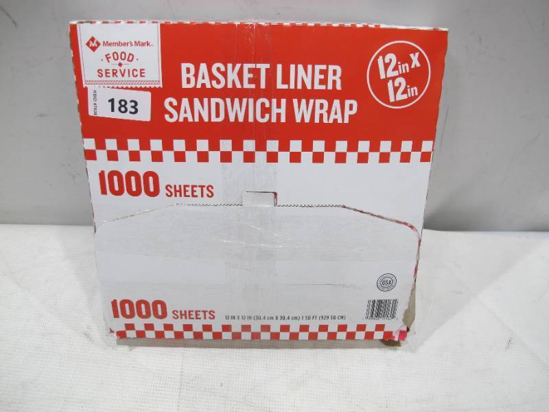 lot 342 image: Members Mark Red Checkered Basket Liner Sheets (12 X 12, 1,000 ct.)