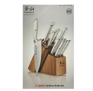 lot 521 image: Cangshan L Series 12-Piece German Steel Forged Knife Set - Cracked Handles