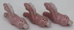 Rosemeade Set of 3 Pink Horse Pepper Shakers