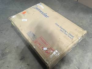 Jamesdar  78 in. L-Shaped GrayBlack Computer Gaming Desk with Shelf Customer returns Review all pictures