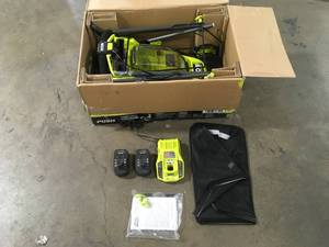 RYOBI  ONE HP 18V Brushless 16 in. Cordless Battery Walk Behind Push Lawn Mower with (2) 4.0 Ah Batteries and (1) Charger Customer returns Review all pictures