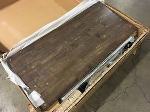 Husky  52 in.W x 24 in. D Steel 1-Drawer Adjustable Height Workbench with Dark Stained Wood Top in Gloss BlackCustomer returns Review all pictures