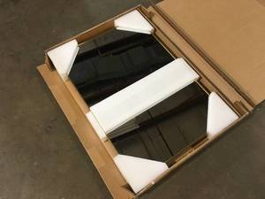 lot 20 image: StyleWell  Medium Modern Rectangular Gold Framed Mirror with Rounded Corners (22 in. W x 32 in. H) Customer returns Review all pictures