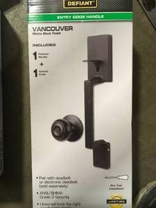 lot 22 image: Lot of  Defiant  Vancouver Matte Black Entrance Door Handleset with Hartford Interior Knob