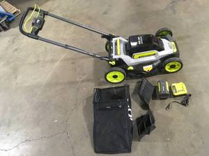lot 28 image: RYOBI  40V HP Brushless 20 in. Cordless Battery Walk Behind Push Mower with 6.0 Ah Battery and Charger Customer returns Review all pictures