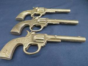 lot 16 image: 3 RARE 1890 EAGLE CAP GUNS.  I MADE IN ENGLAND