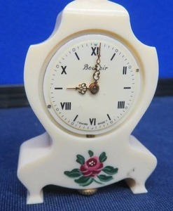 lot 91 image: RARE SWISS MINI  BABY MANTEL CLOCK PLUS