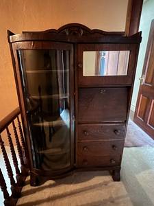 lot 100 image: Curved Glass Secretary Desk