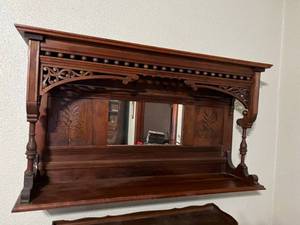 lot 193 image: Antique Wood Shelf with Mirror