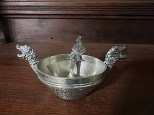lot 194 image: Norwegian Pewter Salt Bowl & Spoon