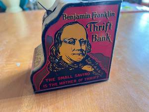 lot 236 image: Antique Benjamin Franklin Thrift Bank