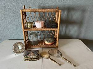 lot 253 image: Vintage Beauty Products & Shelf