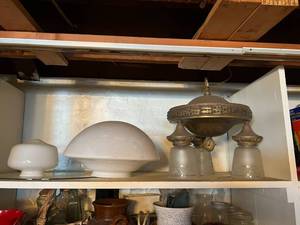 lot 297 image: Light Fixture & 2 Glass Globes