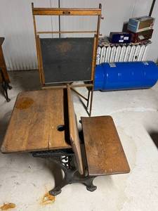 lot 311 image: Vintage Desk & Chalkboard