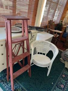 lot 162 image: Chair, Wood Ladder & Rackets