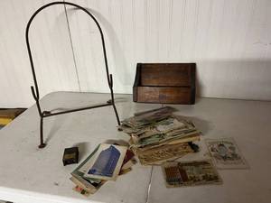 lot 372 image: Vintage Postcards in Wood Box