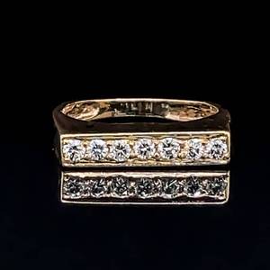 0.35ctw Diamond Seven-Stone Geometric Square Rectangular Top Stacking Ring in 14k Yellow Gold $1,550 Retail VIDEO