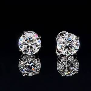 2.05 Carat Diamond Round Brilliant Cut Diamond Solitaire Stud Earrings in 14k White Gold w IGI Certificate, IDEAL CUT, F-G COLOR $8,250 Retail VIDEO