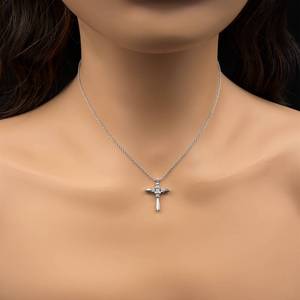 0.25ctw Diamond Cross Necklace Pendant on Cable Link n 14k White Gold $1900 Retail