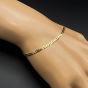 Classic Herringbone Chain Link Bracelet in 14k Yellow Gold, Fancy Clasp $499 Retail