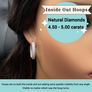 Stunning 4.75-5.00 Carat Diamond Inside-Out Hoop Earrings in 18k White Gold $15,800 Retail VIDEO