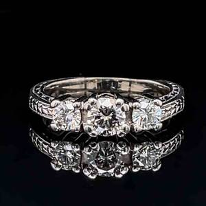 1.00 CARAT Diamond Three-Stone Past, Present & Future Ring in 14k White Gold $3,850 Retail VIDEO
