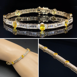 A Head Turner Fancy Link Bracelet w. White & Oval Yellow Stones in 14k Yellow Gold Like New $1795 Retail