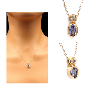 Attention Tanzanite Lovers Natural Tanzanite & Diamond Necklace in 14k Yellow Gold $1499 Retail