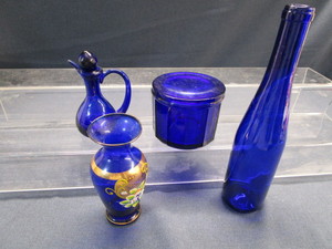Cobalt Vase, Salt Jar, Cruet