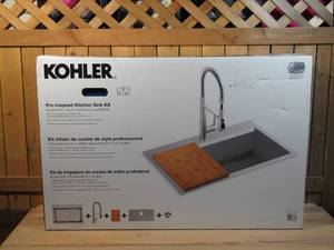 lot 148 image: Pro-Inspired 33 top-undermount single-bowl kitchen sink kit  K-RC78957-1PC-NA