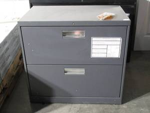 lot 22 image: Alera Gray Two-Drawer Metal Lateral File Cabinet KEYS INCLUDED