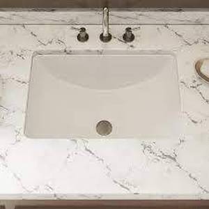 lot 130 image: PELHAM & WHITE  Packard 20-78 in. Undermount Ceramic Rectangular Bathroom Sink in White