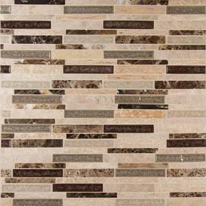 lot 110 image: M. S. International Inc. Stonegate Interlocking 12 in. x 12 in. GlassStone Blend Mesh-Mounted Mosaic Wall Tile (20 tiles)