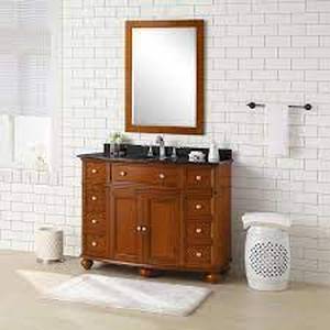 lot 25 image: Hampton Harbor 45 in. W x 22 in. D Bath Vanity in Sequoia with Granite Vanity Top in Black