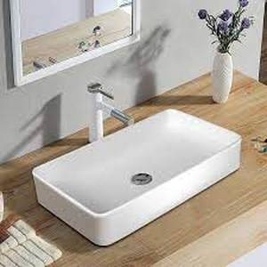 lot 42 image: CASAINC White Ceramic Rectangular Bathroom Vessel Sink with Pop-Up Drain