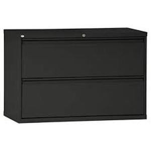 lot 21 image: Alera ALEHLF4229BL Black Two-Drawer Metal Lateral File Cabinet - 42 x 19 14 x 28 38