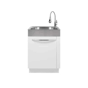 lot 70 image: Glacier Bay  All-in-One 24.2 in. x 21.3 in. x 33.8 in. Stainless Steel LaundryUtility Sink and White Cabinet