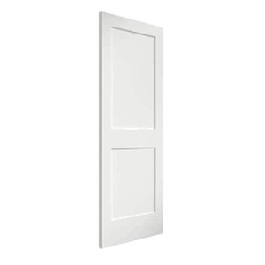 lot 27 image: Eightdoors 30 in. x 80 in. x 1-34 in. 2-Panel Shaker Solid Core White Primed Pine Wood Interior Door Slab