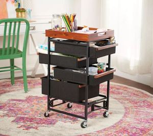 lot 146 image: Oasis Collapsible Multi-Drawer Storage Cart w Removable Tray