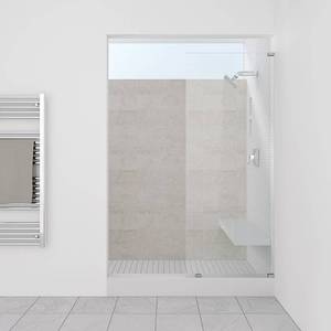 lot 96 image: 34.25 in. x 80 in. Frameless Fixed Glass Shower Door in Brushed Nickel