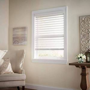lot 63 image: 58-34 x 46-12 - Pearl White - Cordless 2 12 Inch Faux Wood Blinds by Home Decorators Collection