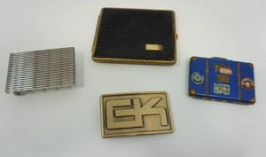 lot 24 image: (2) Vintage BrassLeather Compac (2) Collectible Belt Buckles