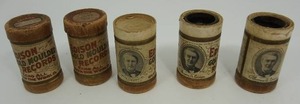 lot 33 image: (5) Antique Edison 2-Minute Black Wax Cylinder Records