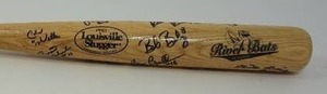 lot 49 image: Vintage River Bats Louisville Slugger Autographed Baseball Bat