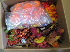 box of faux flowers ...
