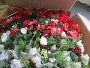 box of faux flowers ...