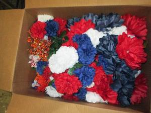 box of faux flowers ...