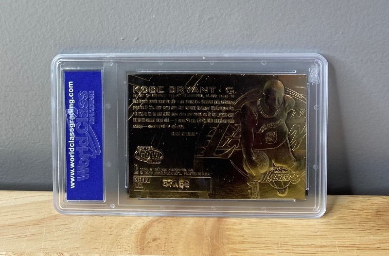 lot 40A image: 1996-97 Fleer 23KT Gold Kobe Bryant Rookie Purple Signature WCG 10 NBA Basketball Lakers Card Z