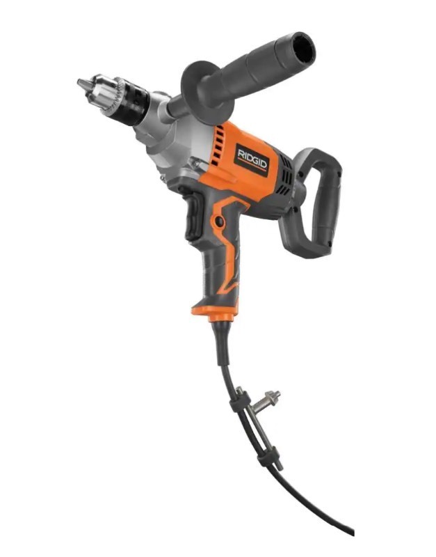 lot 24A image: Brand New Ridgid 9 Amp Corded 12 in. Spade Handle Mud Mixer Y