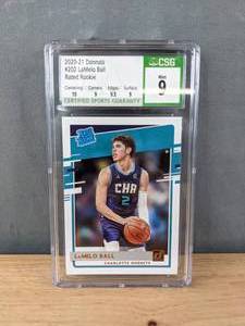 lot 37 image: 2020-2021 Donruss LaMelo Ball Rated Rookie Card Graded 9 NBA Basketball Charlotte Hornets U